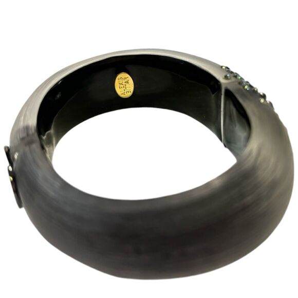 ALEXIS BITTAR Hand Carved Lucite Crystal Encrusted Hinge Bangle - Picture 5 of 6